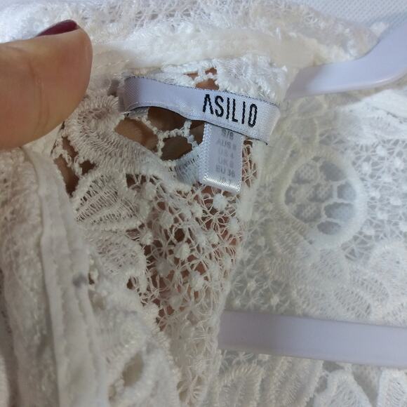 Asilio The Mind Fall Top White Lace Crop Topper Size 4 - Picture 6 of 11